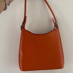 Minimal Leather Shoulder Bag in Burnt Orange